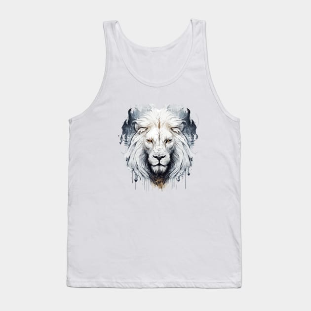 Lion Portrait Animal Painting Wildlife Outdoors Adventure Tank Top by Cubebox